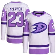 Authentic Mason McTavish White/Purple Anaheim Ducks Hockey Fights Cancer Primegreen Jersey - Youth